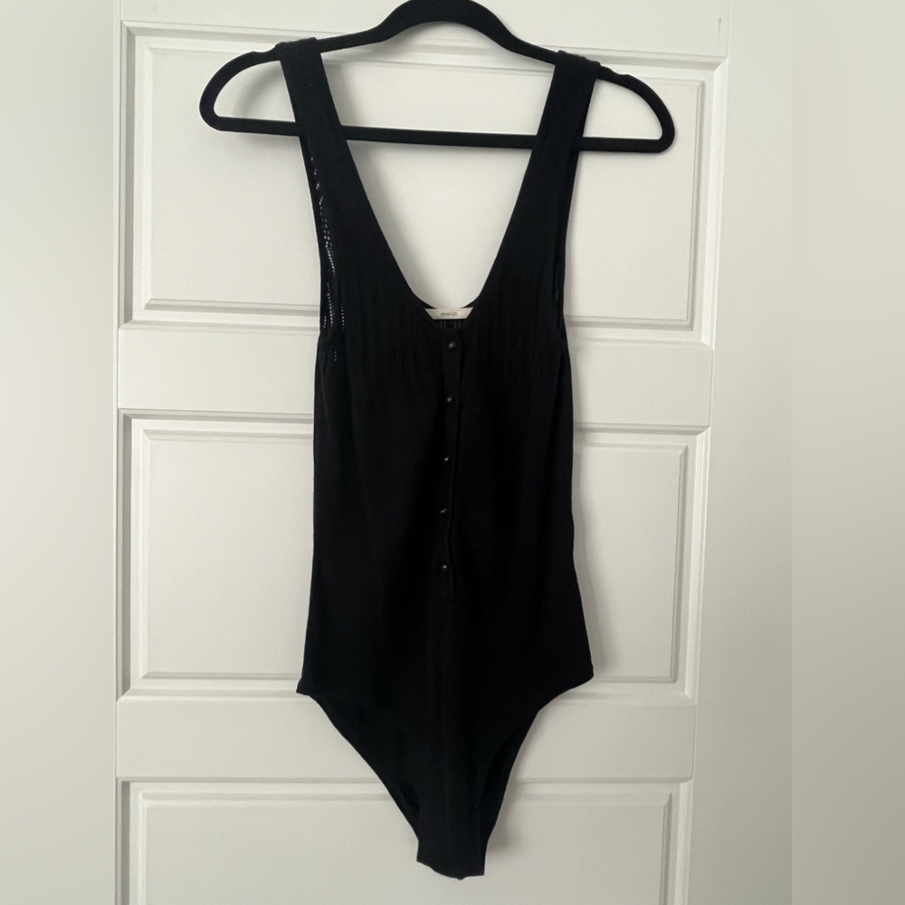 Black knit body suit